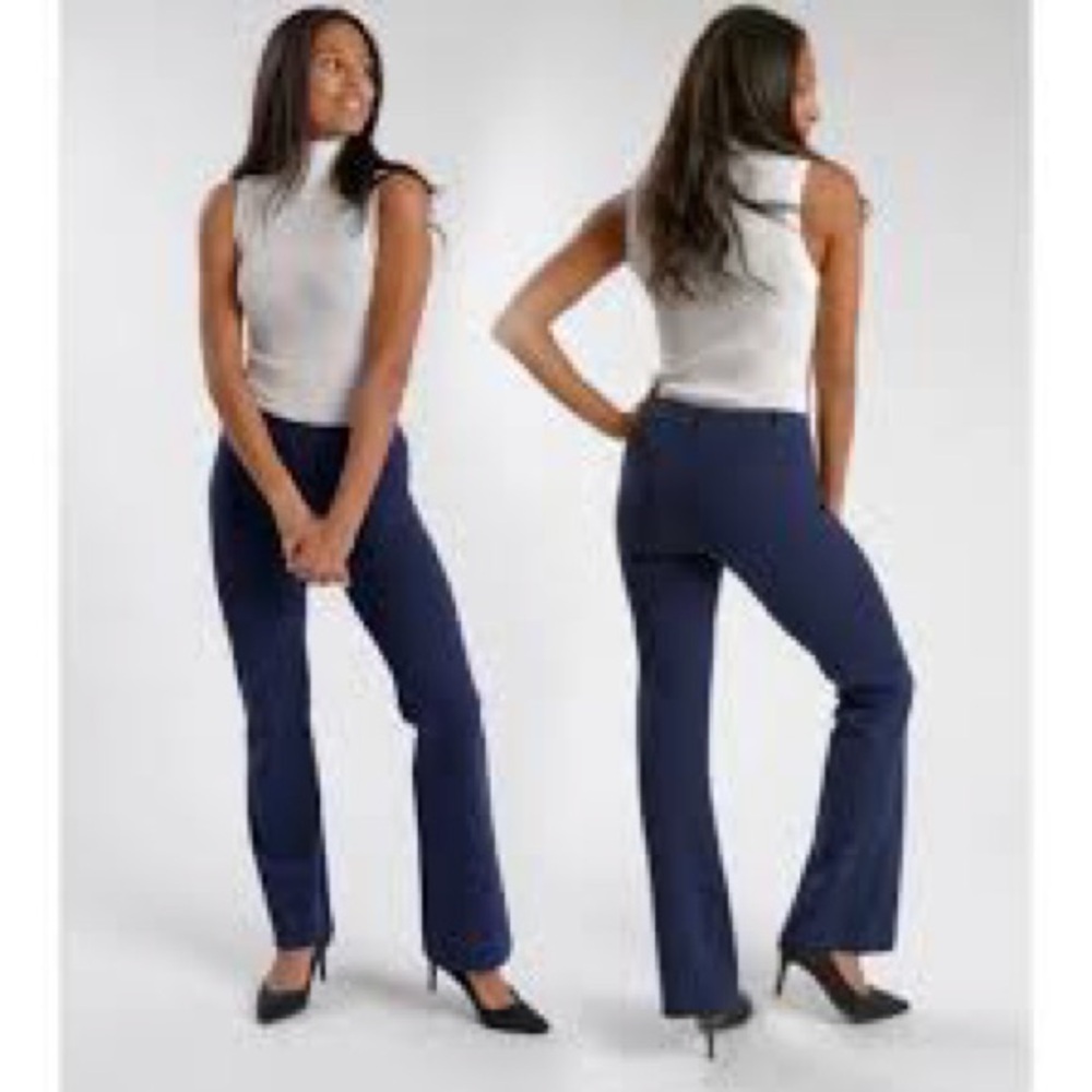 Betabrand Classic Dress Pants Yoga Pants Bootcut Navy Blue Stretch Office Work M - Picture 2 of 13